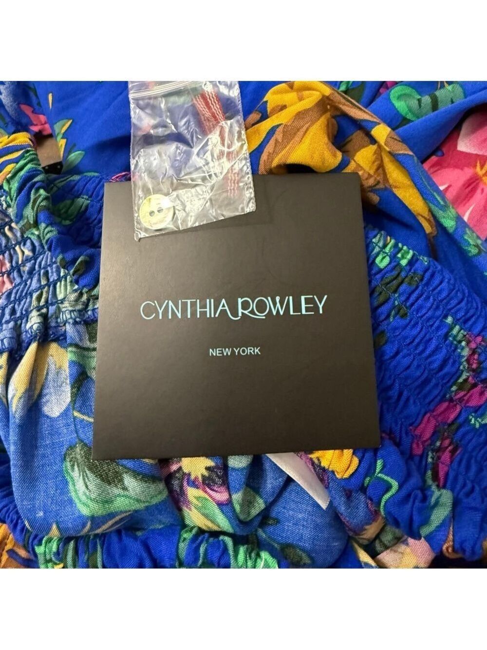 Cynthia Rowley NWT Floral Maxi Skirt Blue Tropical Print Smocked Waist Size Larg - Picture 9 of 9